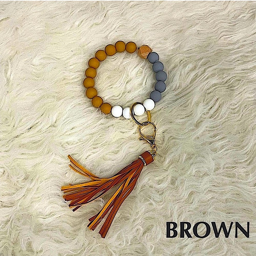 🆕🌿🤎BROWN Wristlet Keychain with Tassel